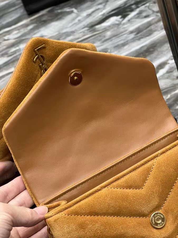 Yves Saint Laurent LOULOU SMALL BAG IN Y-QUILTED SUEDE 77761 CINNAMON Yves Saint Laurent LOULOU SMALL BAG IN Y-QUILTED SUEDE 77761 CINNAMON