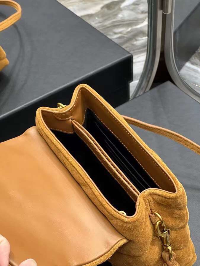 Yves Saint Laurent LOULOU SMALL BAG IN Y-QUILTED SUEDE 77761 CINNAMON Yves Saint Laurent LOULOU SMALL BAG IN Y-QUILTED SUEDE 77761 CINNAMON