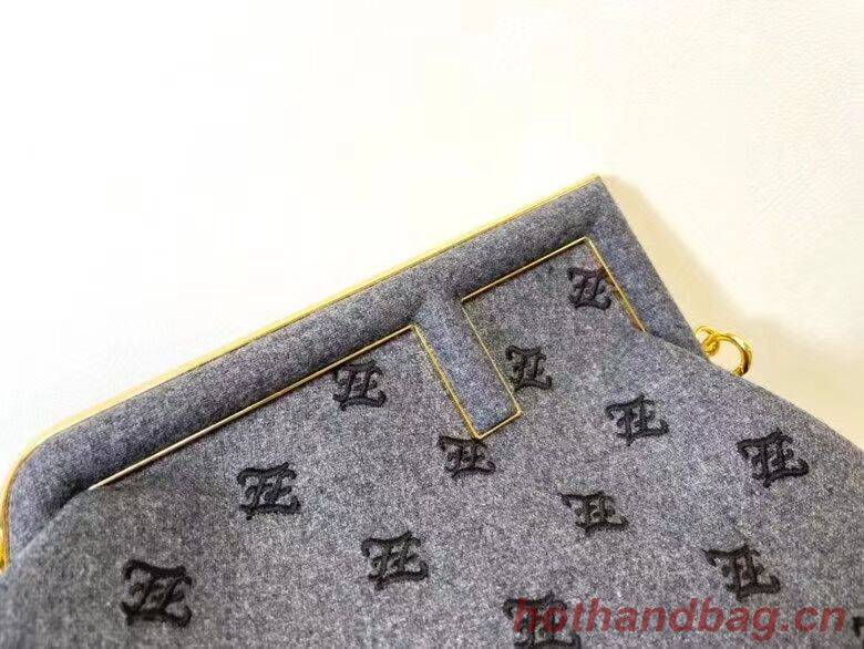 FENDI FIRST MEDIUM flannel bag with embroidery 8BP127A gray FENDI FIRST MEDIUM flannel bag with embroidery 8BP127A gray