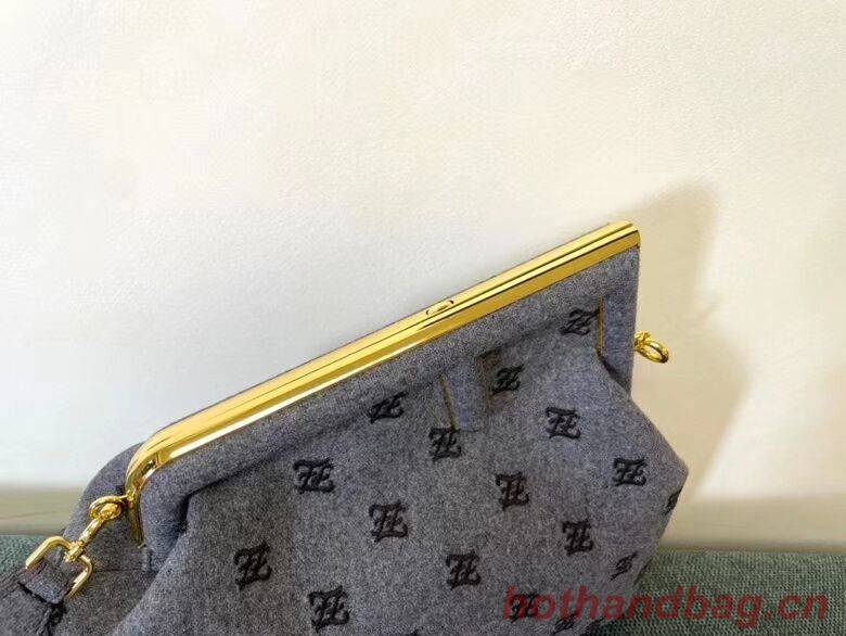 FENDI FIRST MEDIUM flannel bag with embroidery 8BP127A gray FENDI FIRST MEDIUM flannel bag with embroidery 8BP127A gray