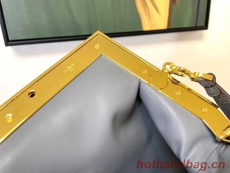 FENDI FIRST MEDIUM flannel bag with embroidery 8BP127A gray FENDI FIRST MEDIUM flannel bag with embroidery 8BP127A gray