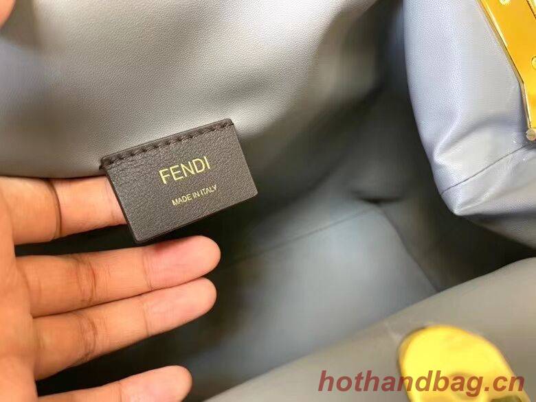 FENDI FIRST MEDIUM flannel bag with embroidery 8BP127A gray FENDI FIRST MEDIUM flannel bag with embroidery 8BP127A gray