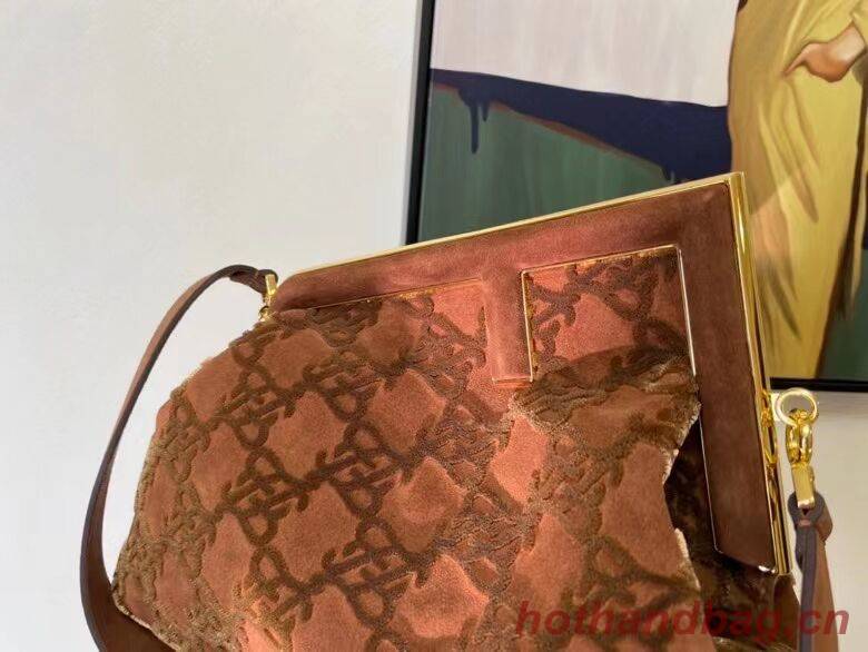 FENDI FIRST MEDIUM suede bag 8BP127A Brown FENDI FIRST MEDIUM suede bag 8BP127A Brown
