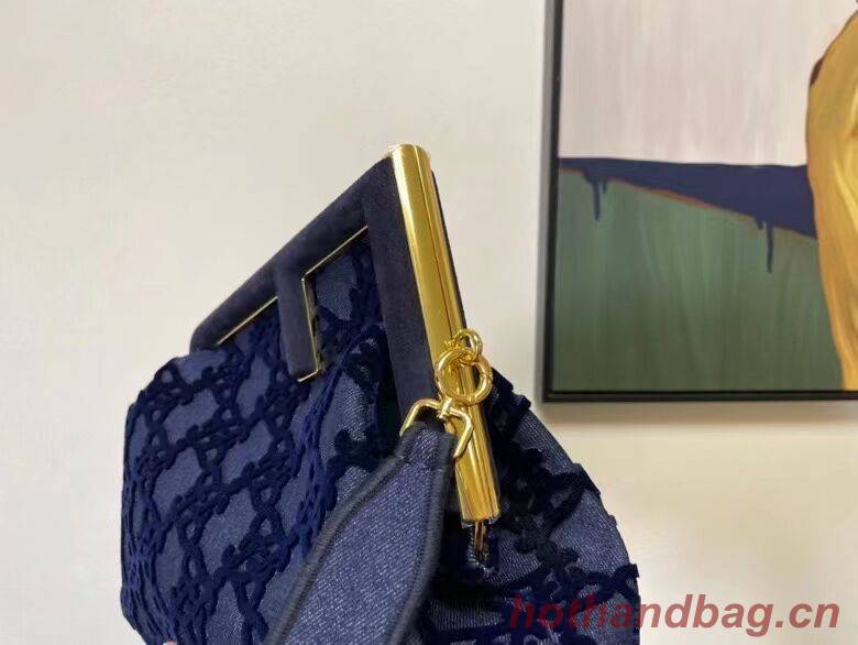 FENDI FIRST MEDIUM suede bag 8BP127A dark blue FENDI FIRST MEDIUM suede bag 8BP127A dark blue