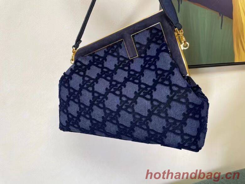 FENDI FIRST MEDIUM suede bag 8BP127A dark blue FENDI FIRST MEDIUM suede bag 8BP127A dark blue