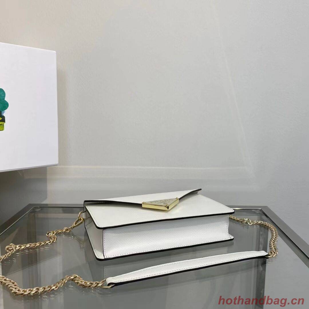 Prada Saffiano leather Identity shoulder bag 1BM318 white Prada Saffiano leather Identity shoulder bag 1BM318 white