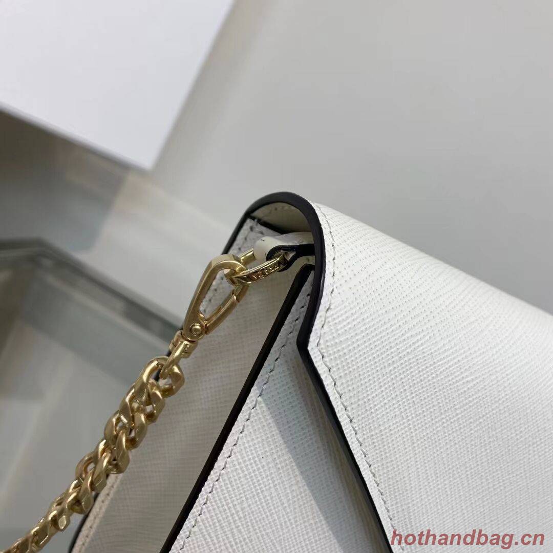 Prada Saffiano leather Identity shoulder bag 1BM318 white Prada Saffiano leather Identity shoulder bag 1BM318 white