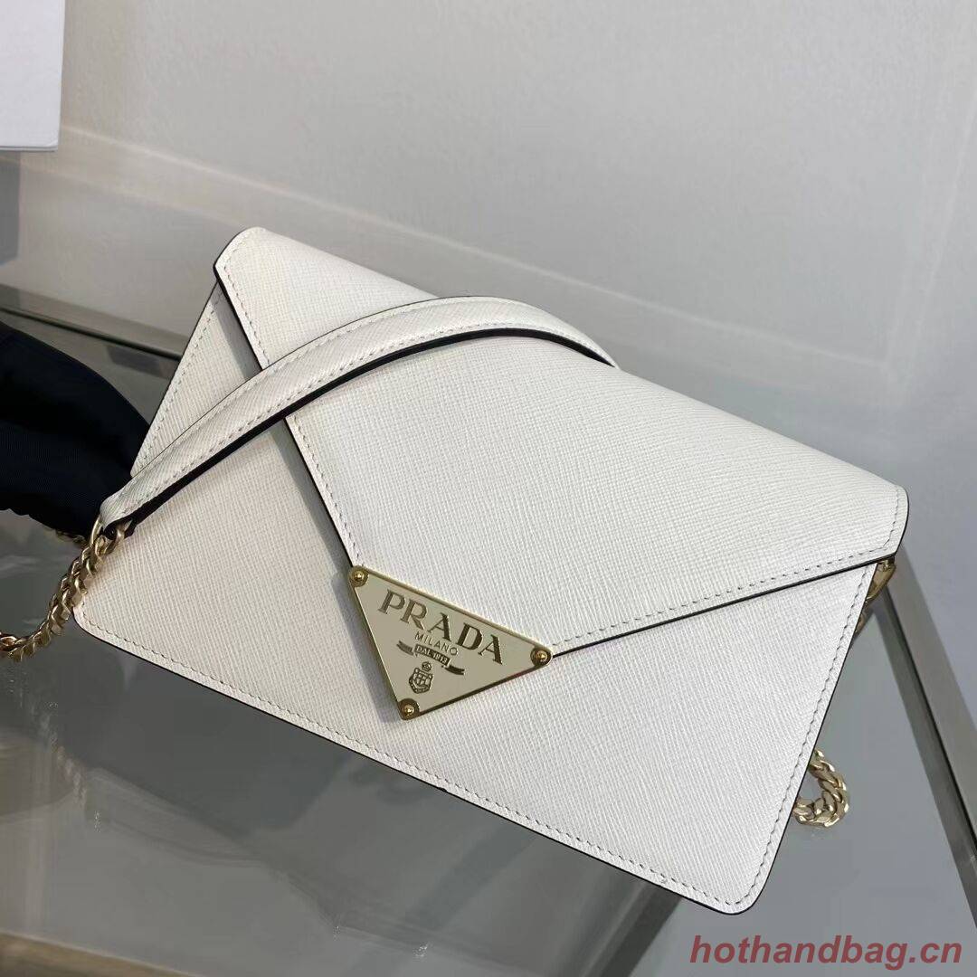 Prada Saffiano leather Identity shoulder bag 1BM318 white Prada Saffiano leather Identity shoulder bag 1BM318 white