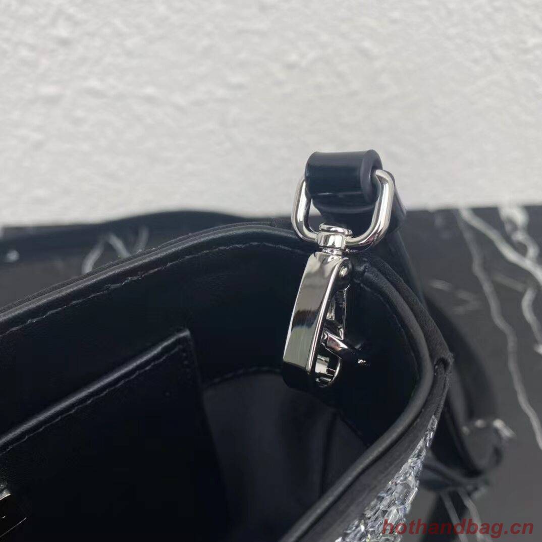 Prada leather small-bag with artificial crystals tote 1BC331 black Prada leather small-bag with artificial crystals tote 1BC331 black