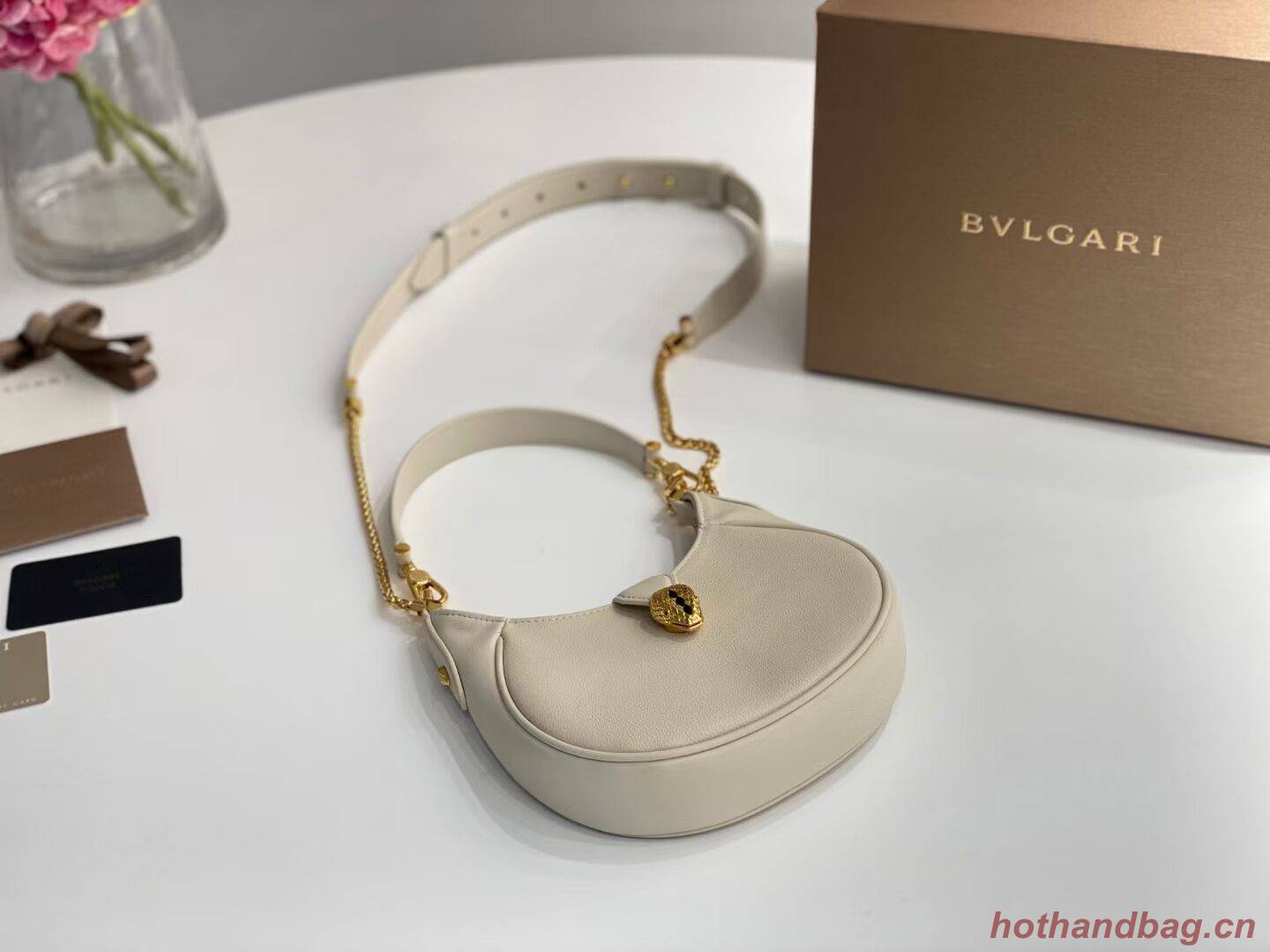 BVLGARI Shoulder Bag Calfskin Leather B281632 white BVLGARI Shoulder Bag Calfskin Leather B281632 white