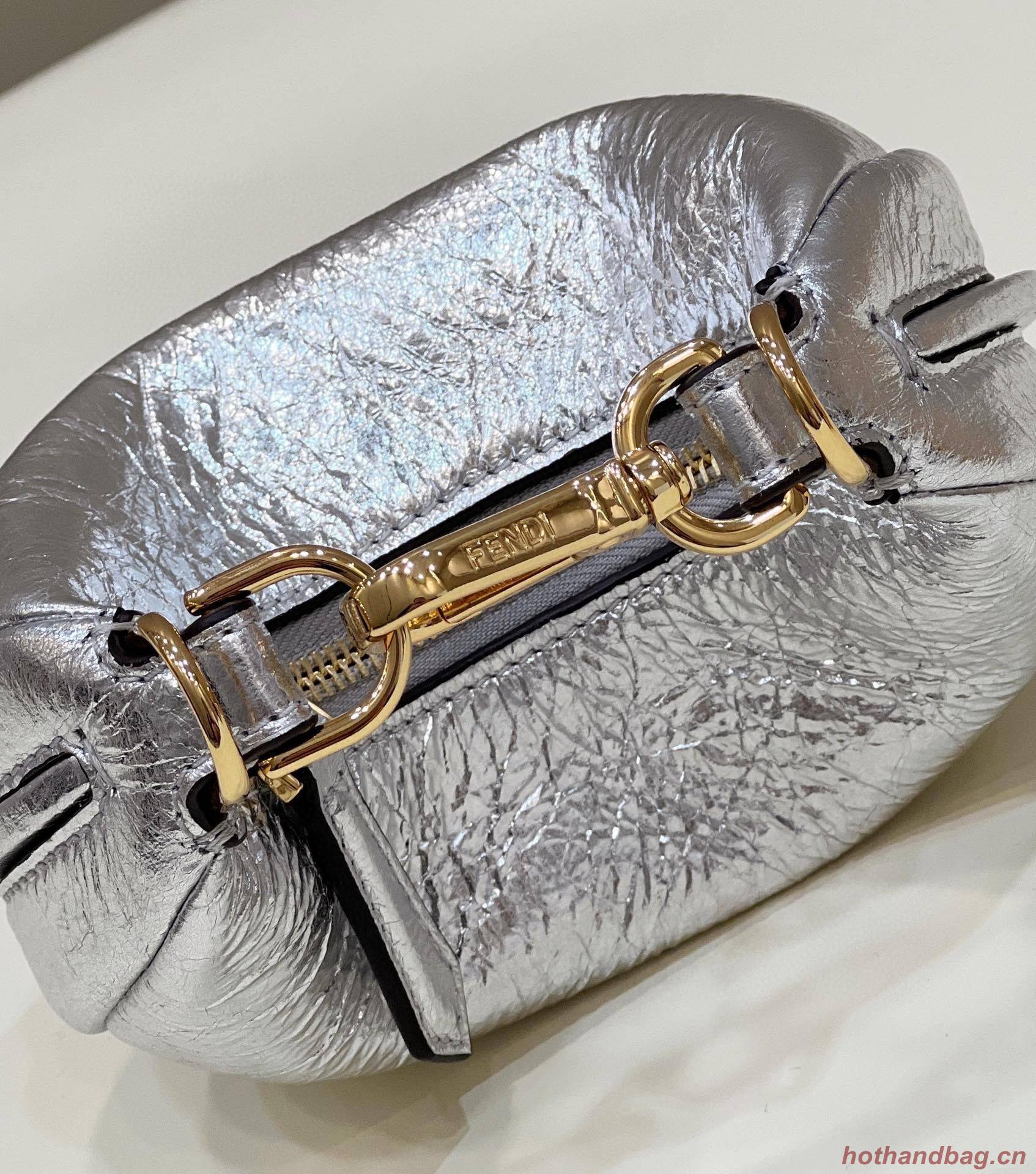 Fendi Praphy Original Leather Big FENDI Logo Mini Bag 80056S Silver Fendi Praphy Original Leather Big FENDI Logo Mini Bag 80056S Silver