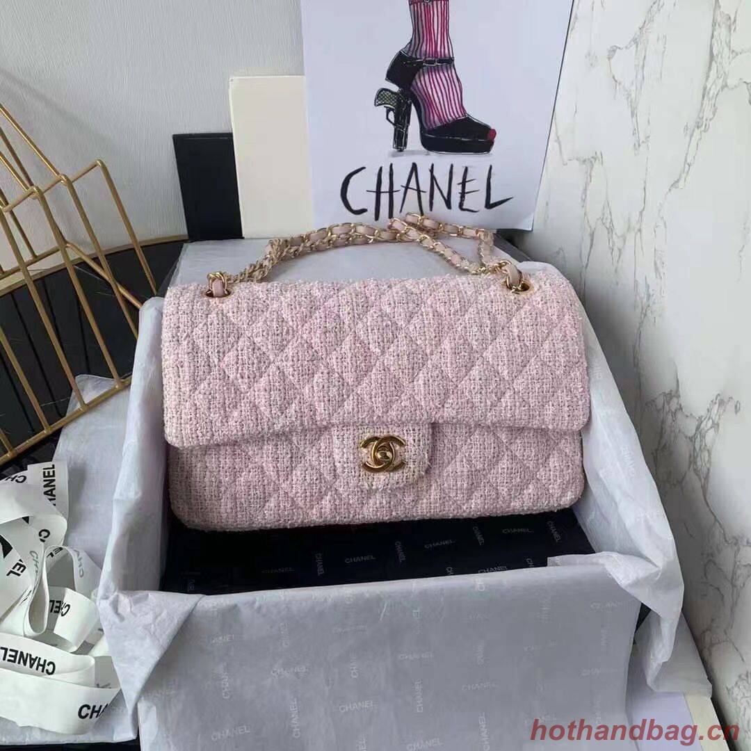 CHANEL MEDIUM Flap Bag Tweed Braided Calfskin & Gold-Tone Metal 1112 pink CHANEL MEDIUM Flap Bag Tweed Braided Calfskin & Gold-Tone Metal 1112 pink