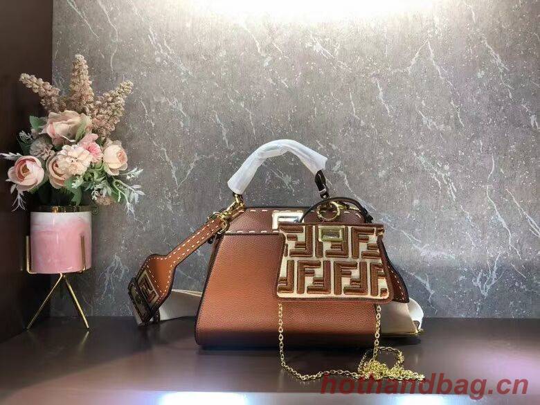 Fendi Peekaboo ISeeU Small leather bag F8636 brown Fendi Peekaboo ISeeU Small leather bag F8636 brown