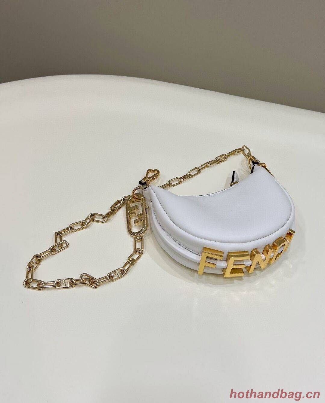 Fendi Nano Fendigraphy White leather charm 7AS089A Fendi Nano Fendigraphy White leather charm 7AS089A
