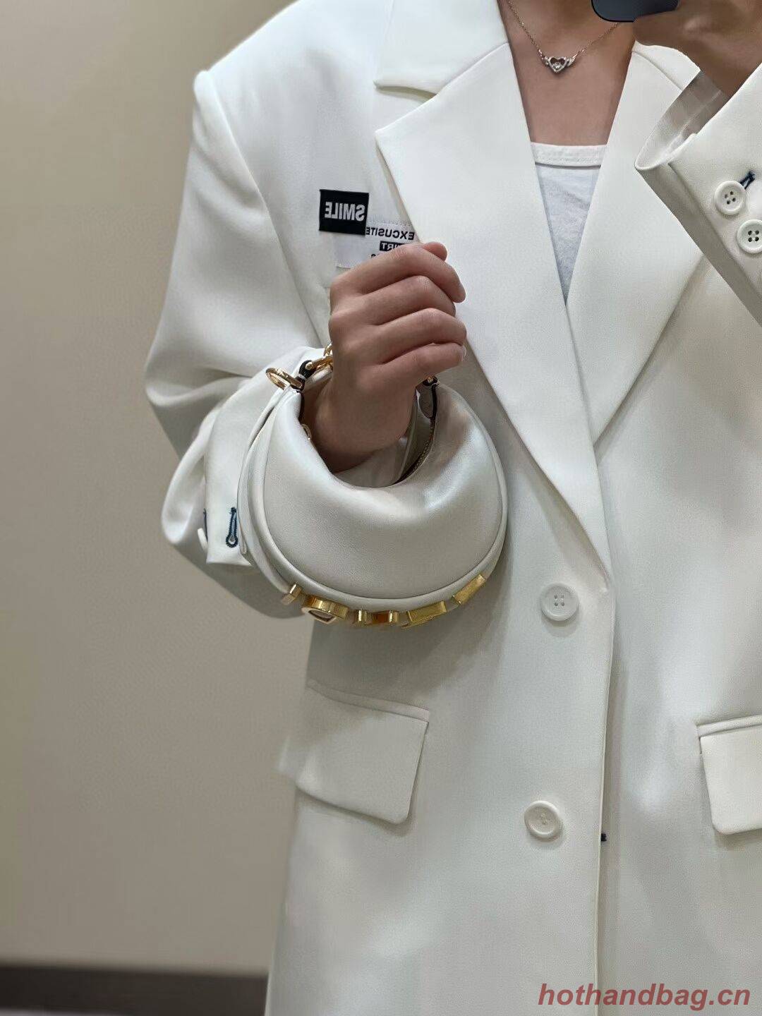 Fendi Nano Fendigraphy White leather charm 7AS089A Fendi Nano Fendigraphy White leather charm 7AS089A