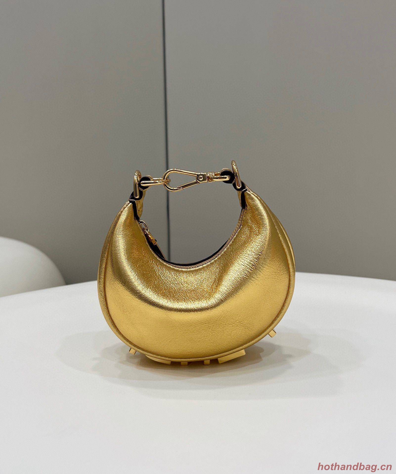 Fendi Praphy Original Leather Big FENDI Logo Mini Bag 80056S Gold Fendi Praphy Original Leather Big FENDI Logo Mini Bag 80056S Gold