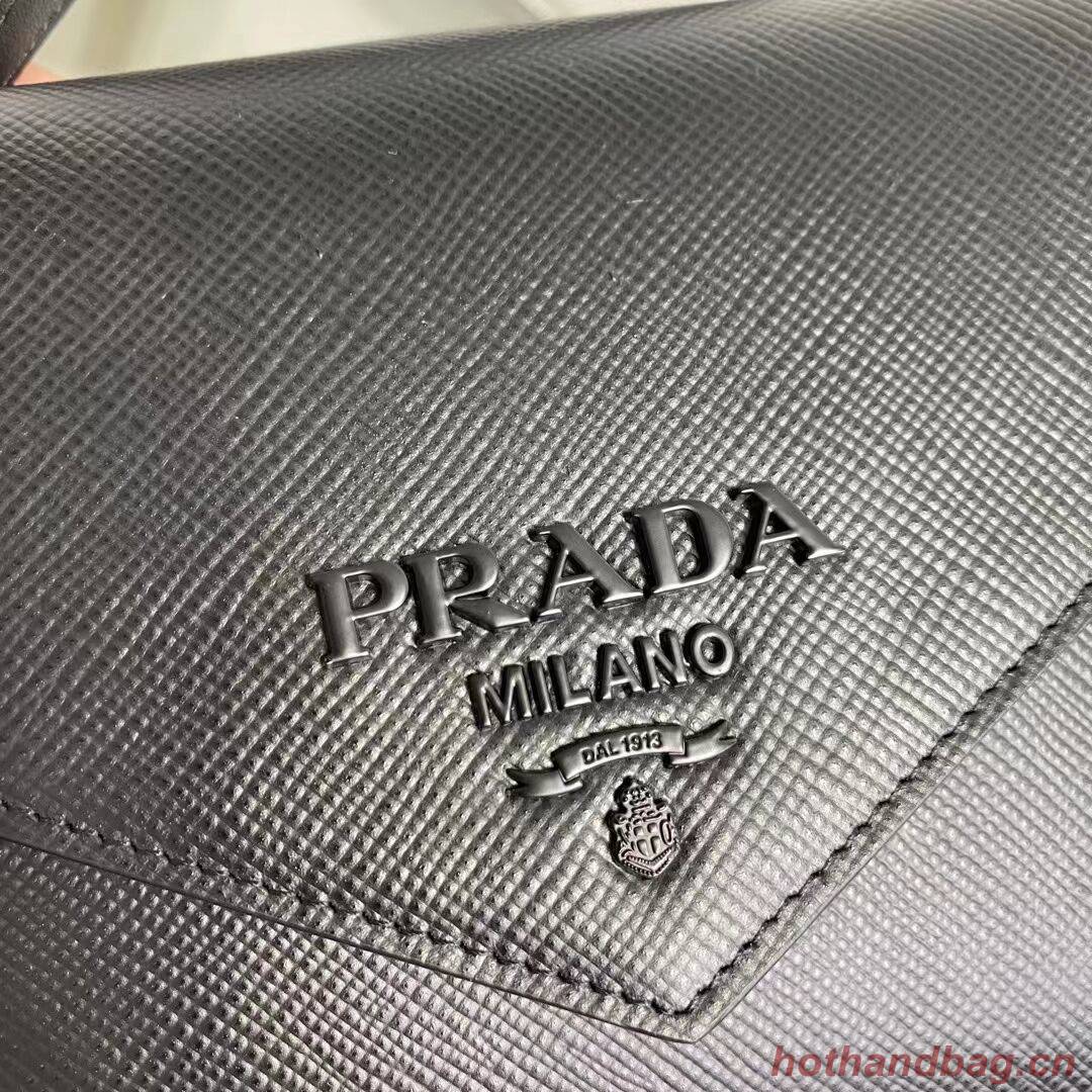 Prada Monochrome Saffiano and leather bag 1BD317 black Prada Monochrome Saffiano and leather bag 1BD317 black