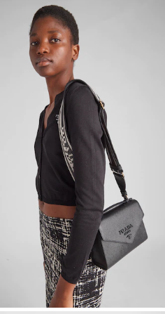 Prada Monochrome Saffiano and leather bag 1BD317 black Prada Monochrome Saffiano and leather bag 1BD317 black