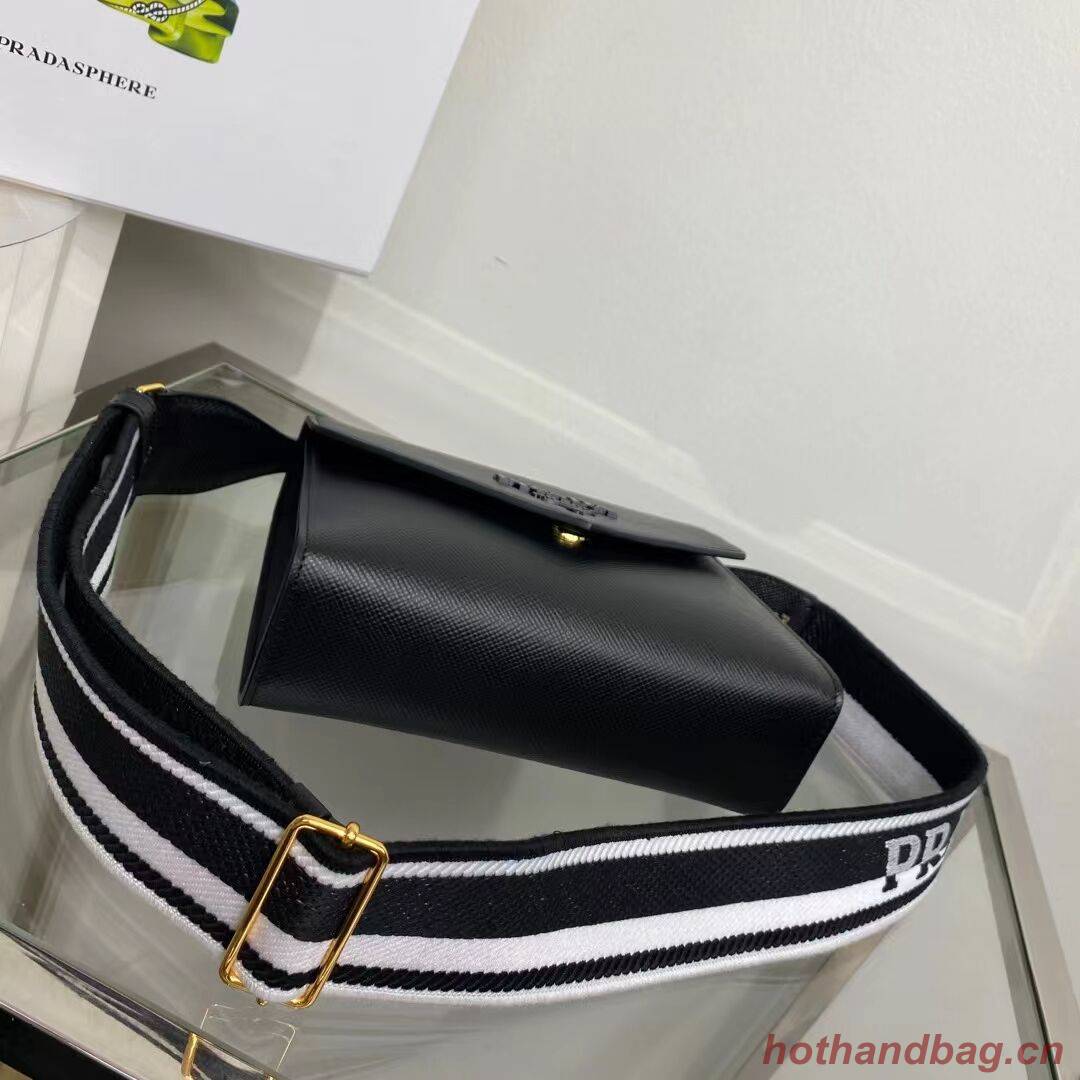 Prada Monochrome Saffiano and leather bag 1BD317 black Prada Monochrome Saffiano and leather bag 1BD317 black