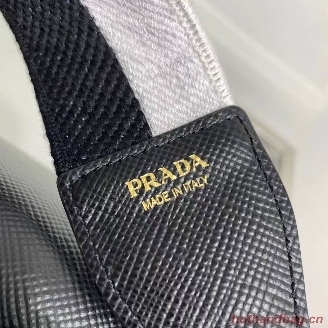 Prada Monochrome Saffiano and leather bag 1BD317 black Prada Monochrome Saffiano and leather bag 1BD317 black
