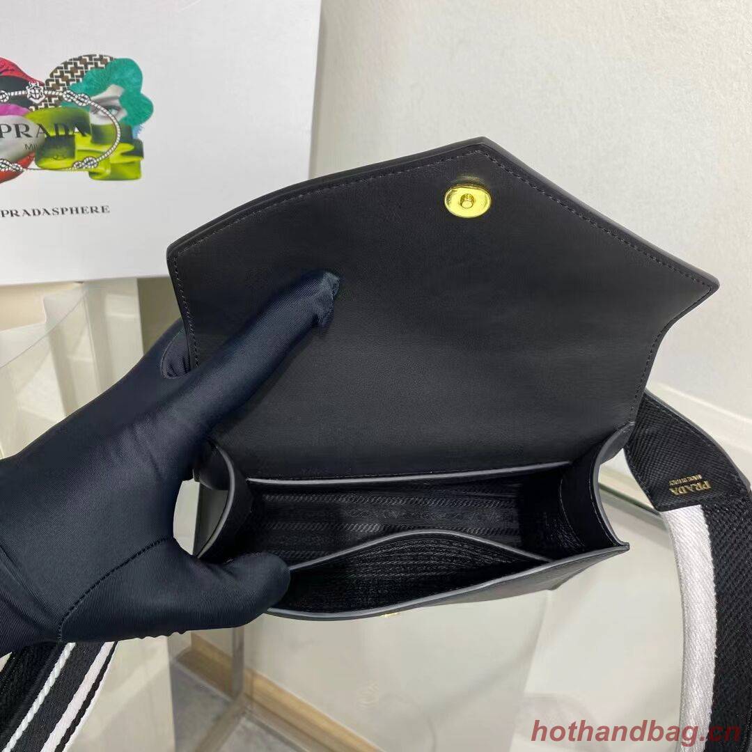 Prada Monochrome Saffiano and leather bag 1BD317 black Prada Monochrome Saffiano and leather bag 1BD317 black
