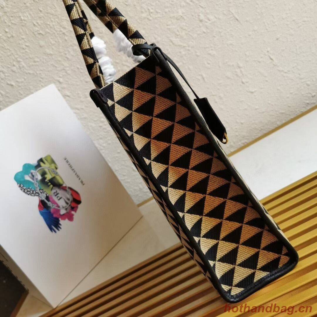 Prada Large Prada Symbole jacquard fabric handbag 1BR255 Black&Beige Prada Large Prada Symbole jacquard fabric handbag 1BR255 Black&Beige