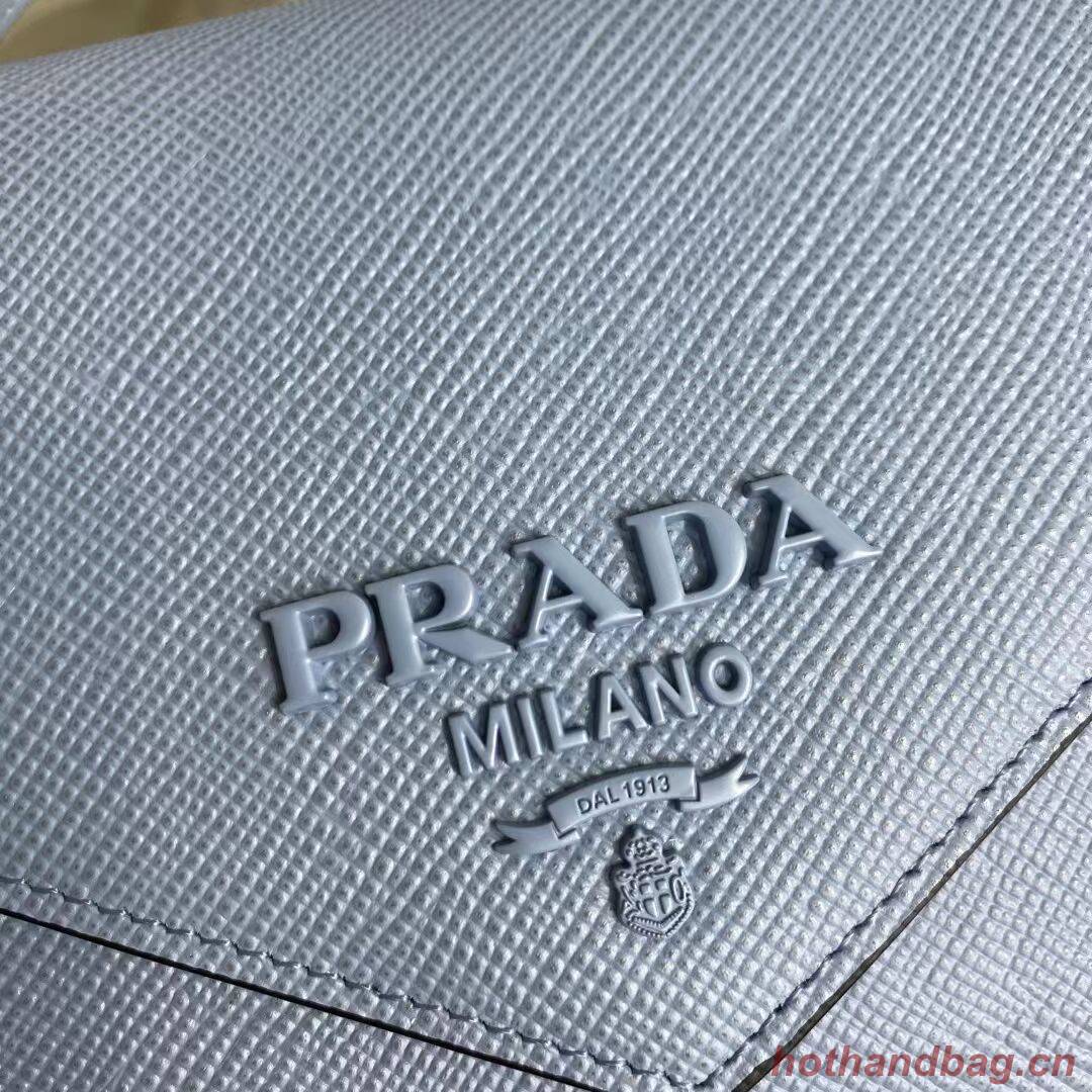 Prada Monochrome Saffiano and leather bag 1BD317 sky blue Prada Monochrome Saffiano and leather bag 1BD317 sky blue
