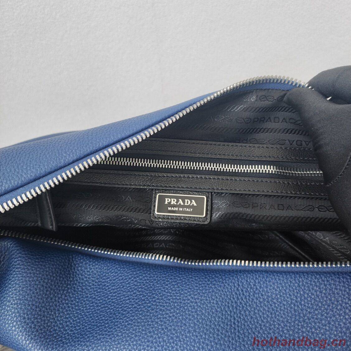 Prada Deer skin Leather Triangle shoulder bag 2VD012 blue Prada Deer skin Leather Triangle shoulder bag 2VD012 blue