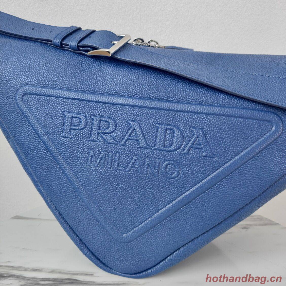 Prada Deer skin Leather Triangle shoulder bag 2VD012 blue Prada Deer skin Leather Triangle shoulder bag 2VD012 blue