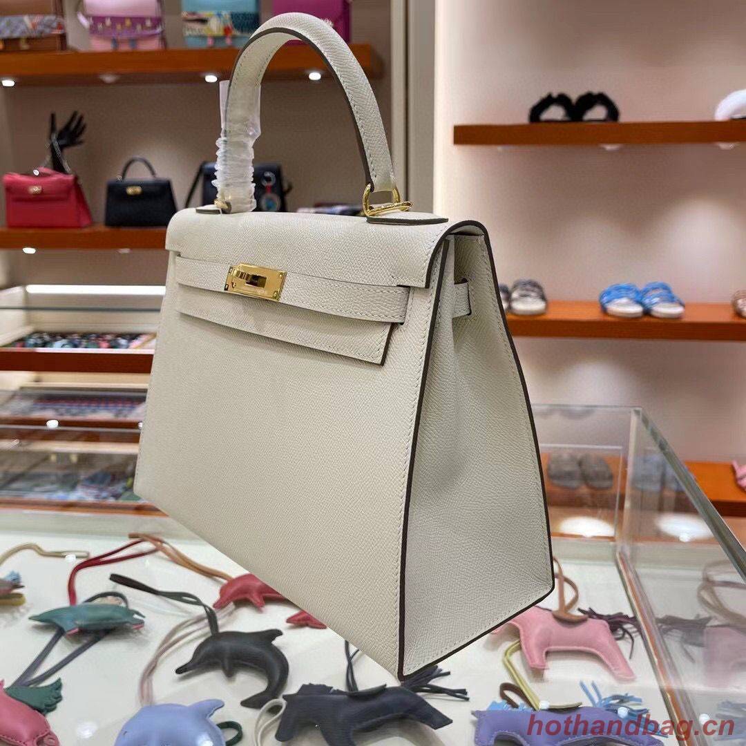 Hermes Kelly 28cm Shoulder Bags Epsom Leather KL28 creamy-white Gold hardware Hermes Kelly 28cm Shoulder Bags Epsom Leather KL28 creamy-white Gold hardware