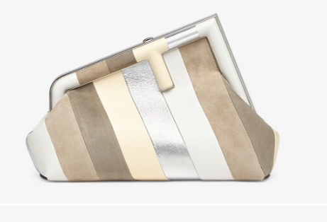Fendi First Small Leather bag with silver and light brown inlay 8BP129A Fendi First Small Leather bag with silver and light brown inlay 8BP129A