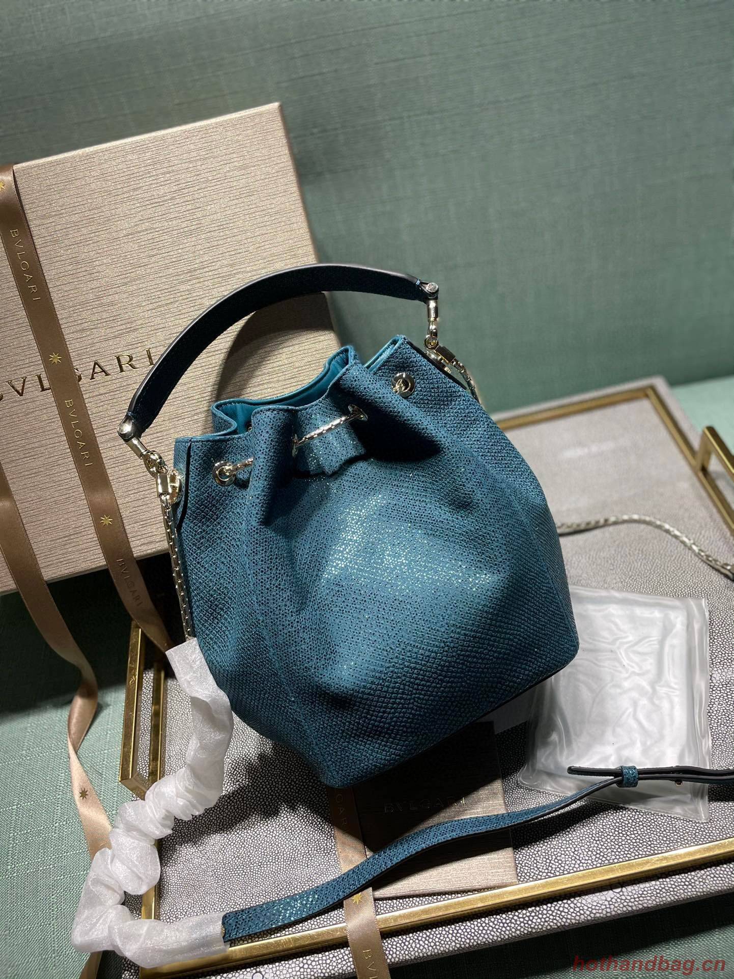 BVLGARI Original Snake Skin Bucket Bag B287614 Blue BVLGARI Original Snake Skin Bucket Bag B287614 Blue