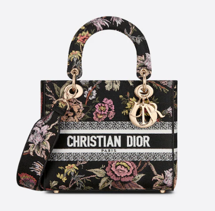 MEDIUM LADY D-LITE BAG Black Multicolor Dior Jardin Botanique Embroidery M0565O MEDIUM LADY D-LITE BAG Black Multicolor Dior Jardin Botanique Embroidery M0565O