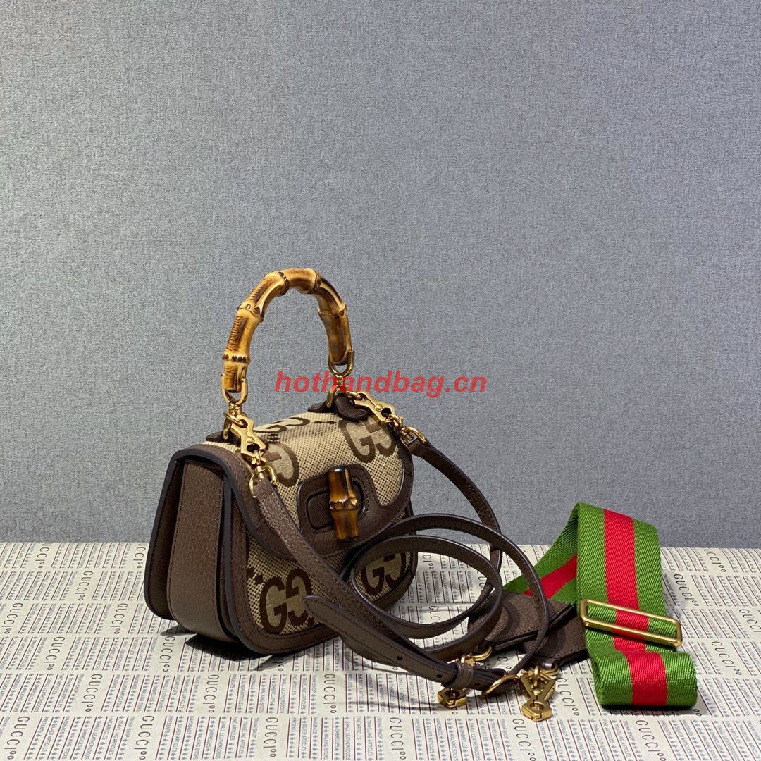 Gucci Bamboo 1947 Jumbo GG Mini Top Handle Bag 686864 Brown Gucci Bamboo 1947 Jumbo GG Mini Top Handle Bag 686864 Brown