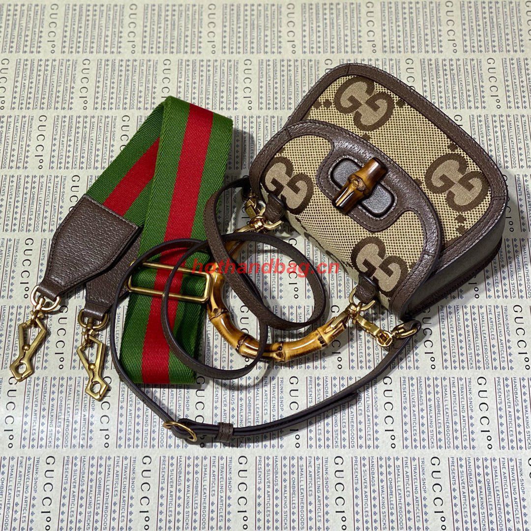 Gucci Bamboo 1947 Jumbo GG Mini Top Handle Bag 686864 Brown Gucci Bamboo 1947 Jumbo GG Mini Top Handle Bag 686864 Brown