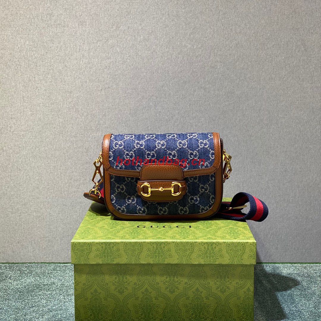 Gucci Horsebit 1955 GG mini bag 658574 Denim Brown Gucci Horsebit 1955 GG mini bag 658574 Denim Brown