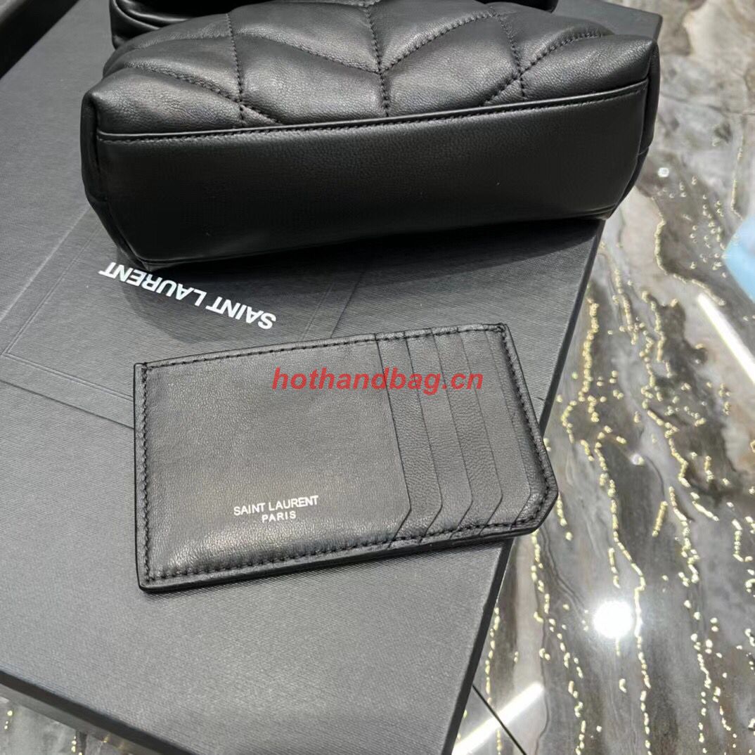 SAINT LAUREN PUFFER SMALL POUCH IN QUILTED LAMBSKIN 6508801 black&silver SAINT LAUREN PUFFER SMALL POUCH IN QUILTED LAMBSKIN 6508801 black&silver