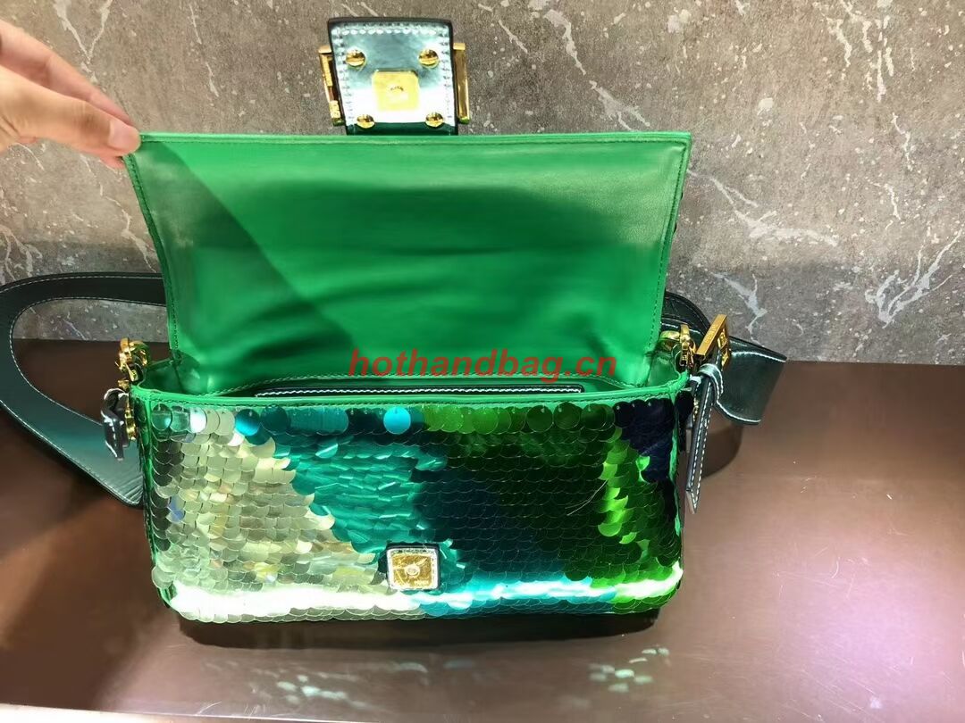 Fendi Baguette sequin and leather bag 8BR600 blue Fendi Baguette sequin and leather bag 8BR600 blue