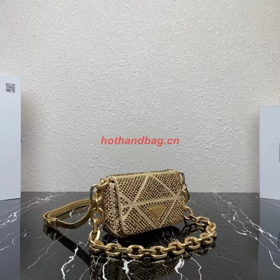Prada Crystal-studded satin pouch 1HD339 gold Prada Crystal-studded satin pouch 1HD339 gold