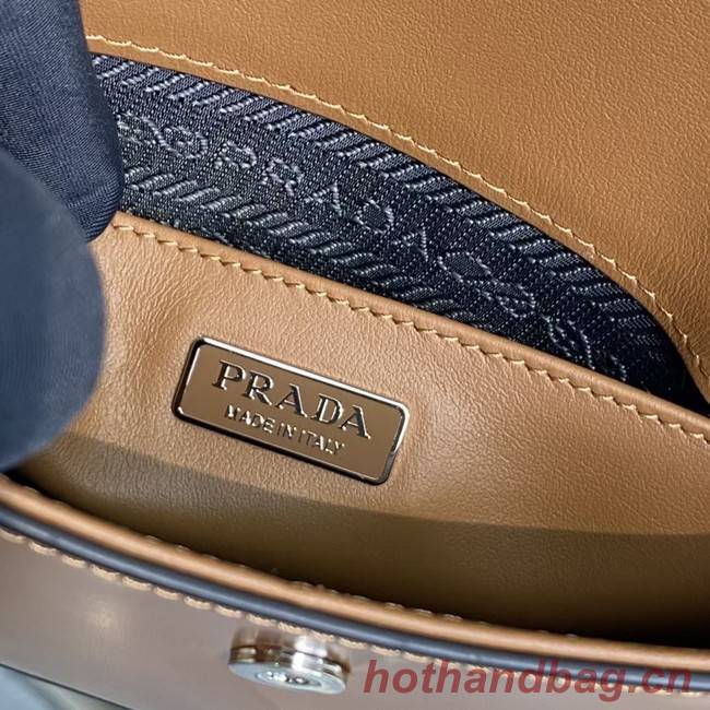 Prada Cleo brushed leather shoulder bag with flap 1BD311 brown