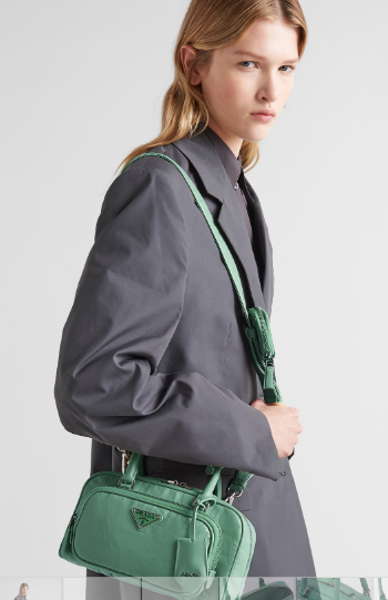Prada Antique nappa leather multi-pocket top-handle bag 1BB099 green Prada Antique nappa leather multi-pocket top-handle bag 1BB099 green