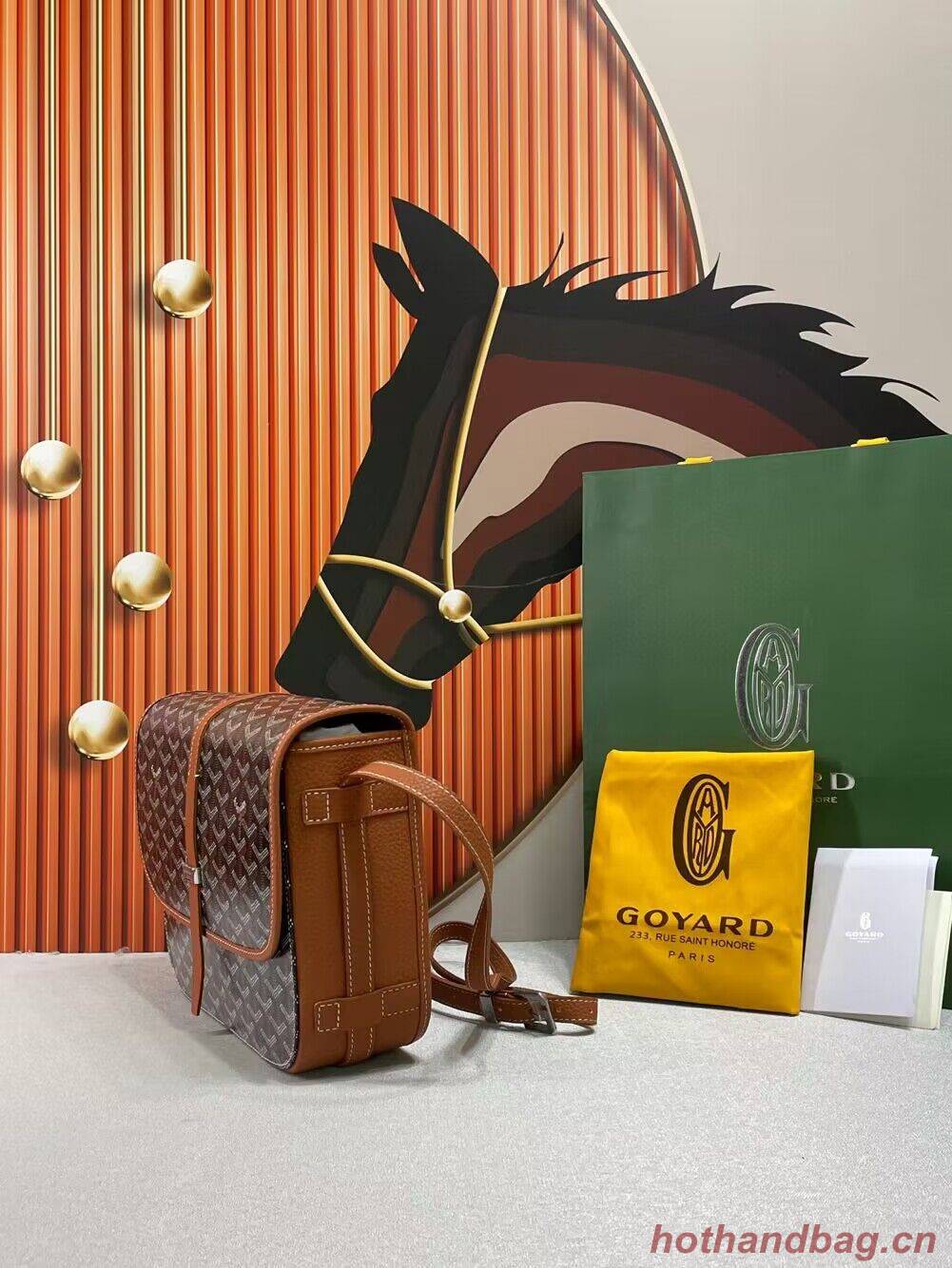 Goyard Calfskin Leather Delvedere MM Bag G36023 Brown