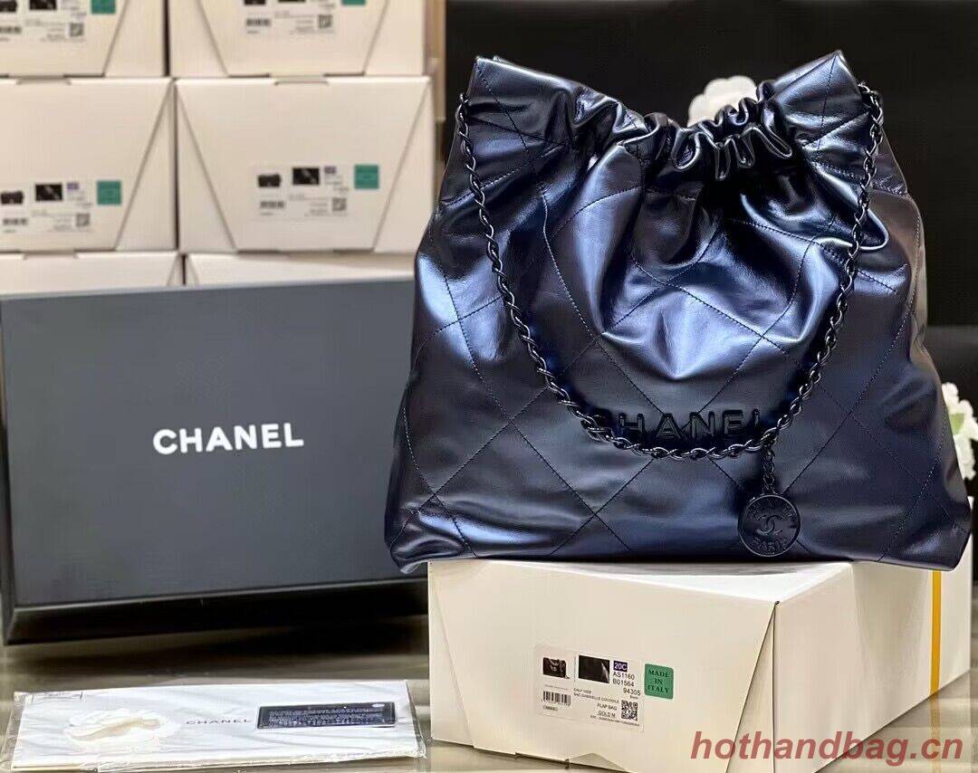 Chanel Calf leather shopping bag AS3261 Navy Blue Chanel Calf leather shopping bag AS3261 Navy Blue