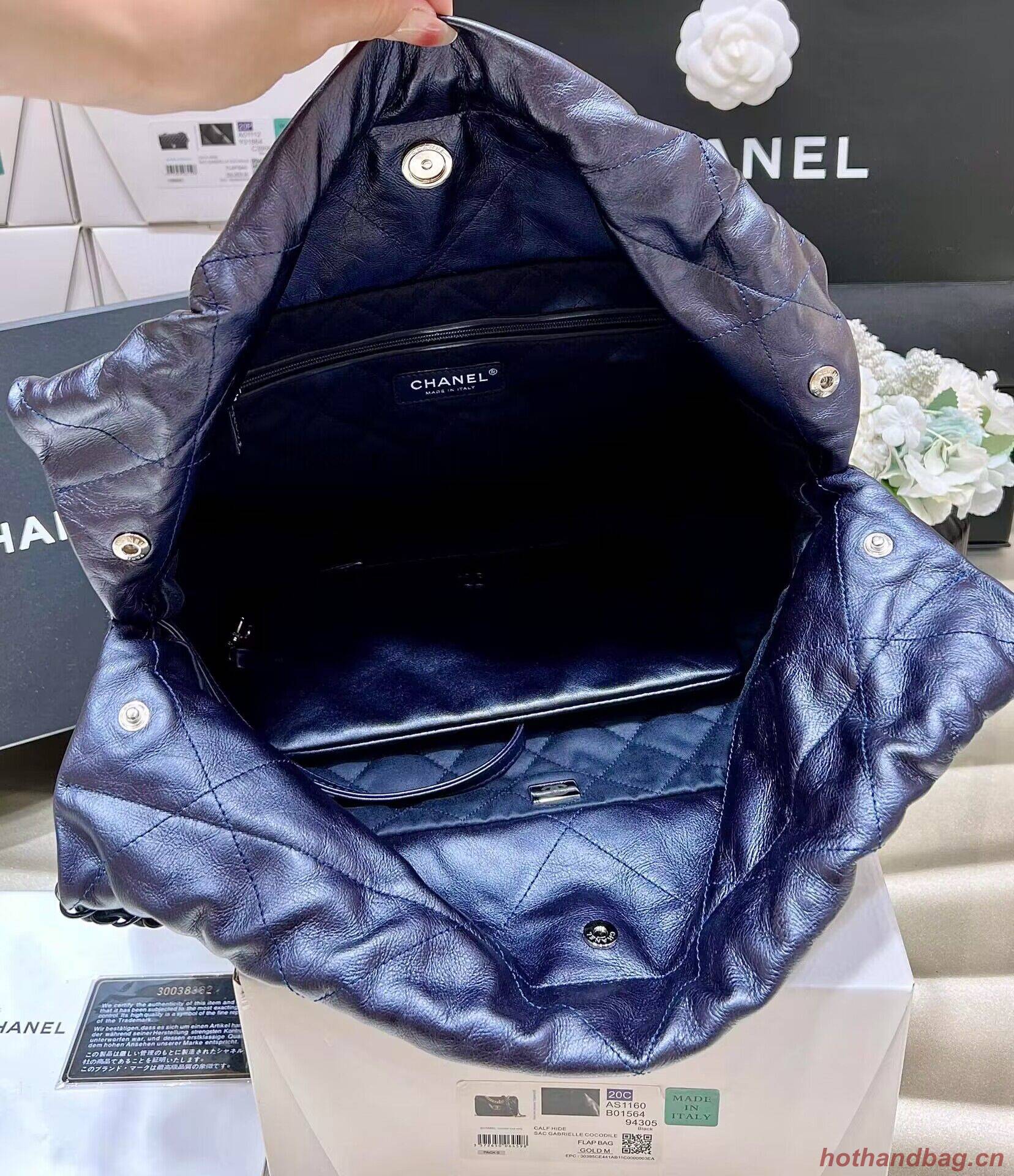 Chanel Calf leather shopping bag AS3261 Navy Blue Chanel Calf leather shopping bag AS3261 Navy Blue