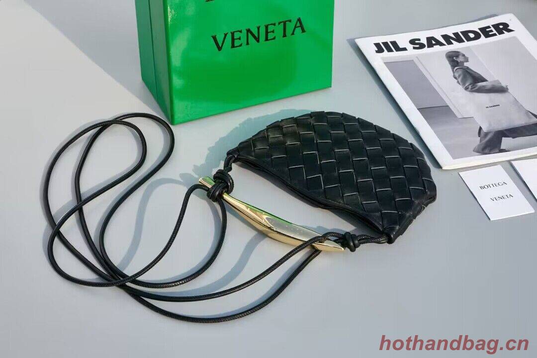 Bottega Veneta Sardine Intrecciato Gold Hardware Handle Bag 744267 Black Bottega Veneta Sardine Intrecciato Gold Hardware Handle Bag 744267 Black