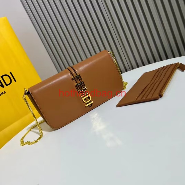 Fendi small smooth leather bag F1225 brown Fendi small smooth leather bag F1225 brown