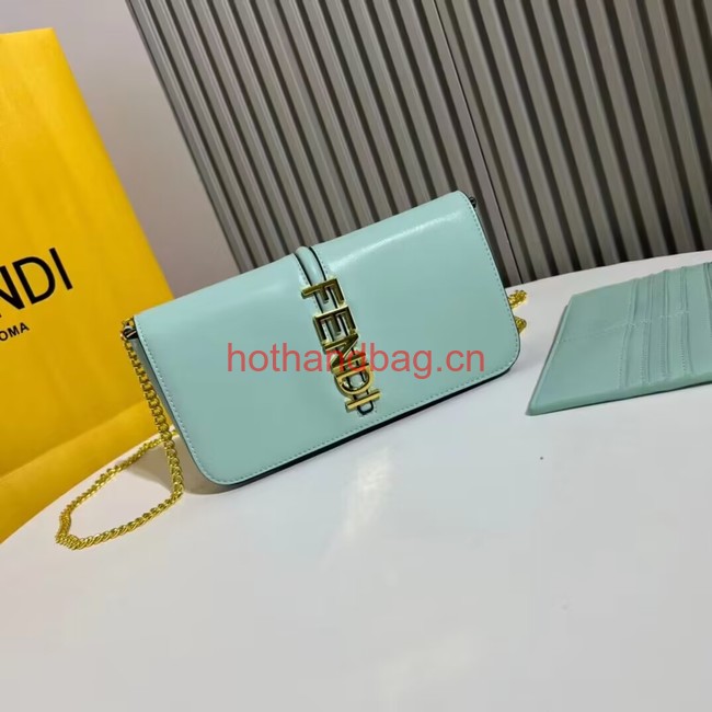 Fendi small smooth leather bag F1225 sky blue Fendi small smooth leather bag F1225 sky blue