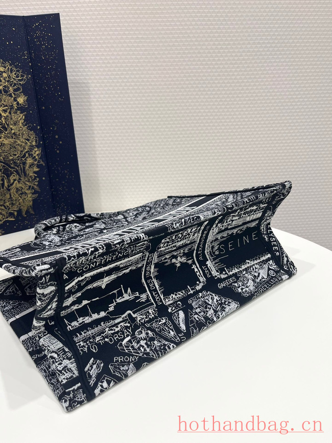 MEDIUM DIOR BOOK TOTE Black and White Plan de Paris Embroidery M1296ZOMP MEDIUM DIOR BOOK TOTE Black and White Plan de Paris Embroidery M1296ZOMP