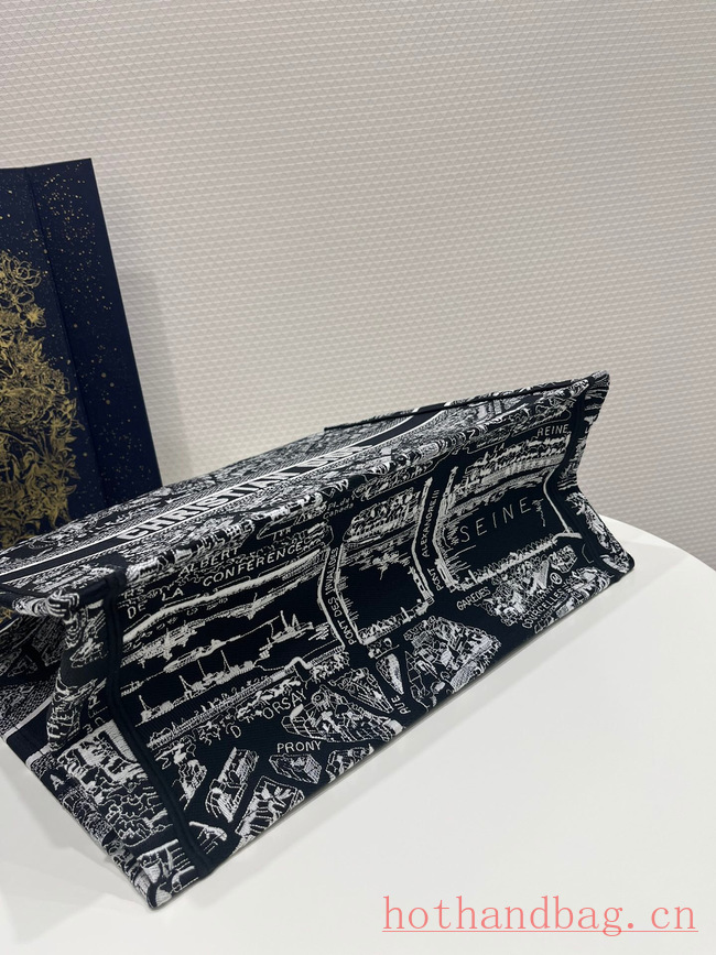 MEDIUM DIOR BOOK TOTE Black and White Plan de Paris Embroidery M1296ZOMP MEDIUM DIOR BOOK TOTE Black and White Plan de Paris Embroidery M1296ZOMP