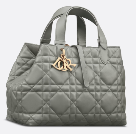 Medium Dior Toujours Bag Stone Gray Macrocannage Calfskin M2821O Medium Dior Toujours Bag Stone Gray Macrocannage Calfskin M2821O